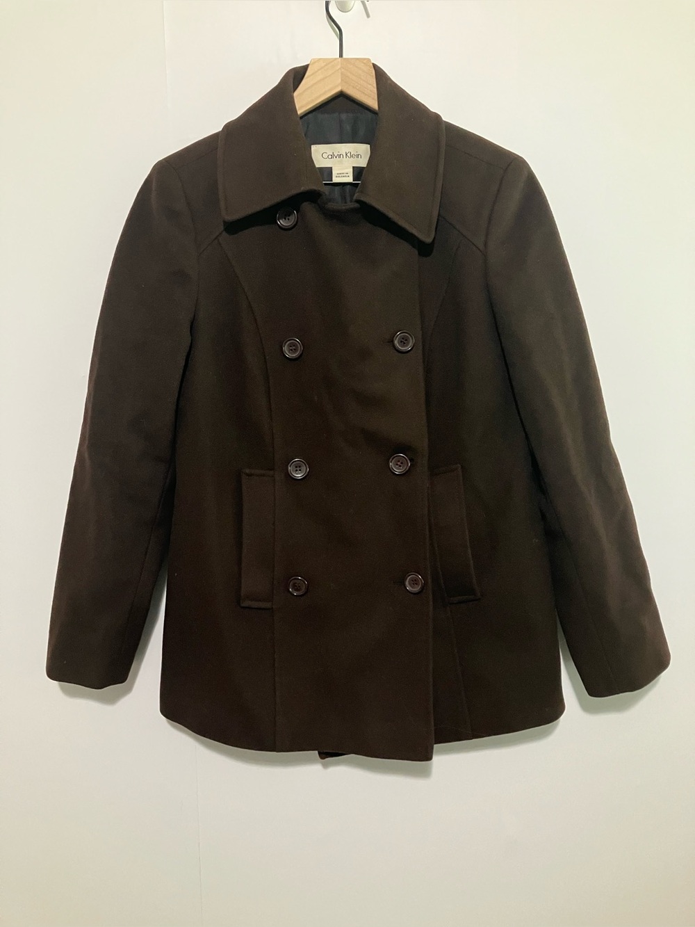 Calvin Klein Wool and Cashmere Coat Chocolate Brown Size 9
